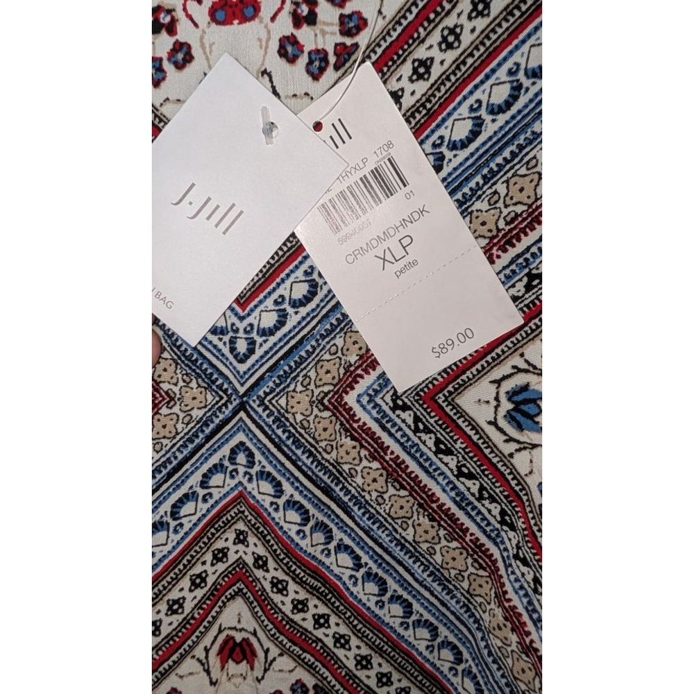 J.Jill Tunic XLP White Red Blue Patterned, Women's - Picture 4 of 9